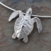 sterling silver Green Sea Turtle pendant