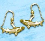 Sterling Silver Hammerhead Shark Earrings DE 4257 in gold