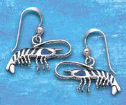 Sterling Silver Lobster Earrings with Paua shell DE 2257