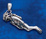 Sterling Silver Scuba Diver Pendant