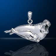Sterling Silver Mother & Child Sea Elephant Pendant DP 5416