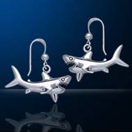 Sterling Silver Shark Earrings DE 9254