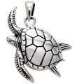 sterling silver swimming sea turtle pendant