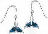 whale tail dangle earrings with paua shell de1250