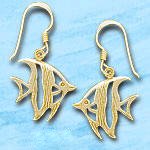 angel fish dangle earrings de420 in gold