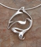 artistic sterling silver dolphin necklace