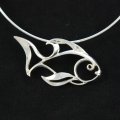 Aqueous Silhouette Sterling Silver Fish Necklace