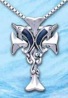Sterling Silver Dolphin Cross Pendant DP 7315