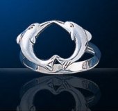 sterling silver kissing dolphin ring