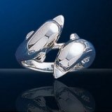 Sterling Silver Double Dolphin Ring DDDR 651