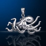 Sterling Silver Giant Pacific Octopus Pendant