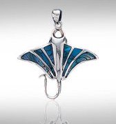 Paua shell sterling silver manta ray pendant