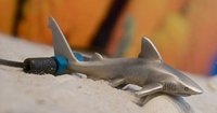 pewter grey reef shark necklace side view