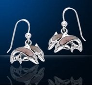 Sterling Silver Kissing Dolphin Earrings DE 8208
