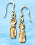 Scuba Dive Fin Earrings SDE 340 in gold