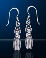 Sterling Silver Scuba Dive Fin Earrings