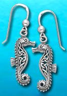 Celtic Sterling Silver Seahorse Earrings DE 303