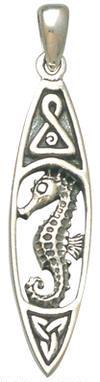 Sterling Silver Surfboard Seahorse Pendant DP 8215