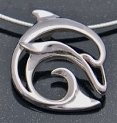 artistic sterling silver dolphin necklace