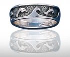 Sterling Silver Dolphin and Sea Waves Band Ring DGDR 921