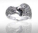 Sterling Silver Eagle Couple Ring DER 614