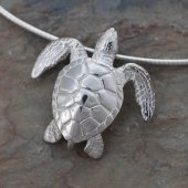 sterling silver Green Sea Turtle pendant