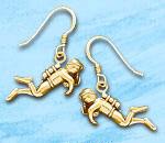 Scuba Diver Earrings SDE 220 in gold