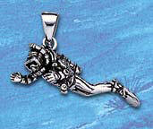 sterling silver scuba diving pendant
