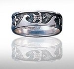 Sterling Silver Wave Band Ring with Sea Turtles DTR 800