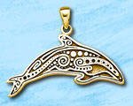 Tribal Dolphin Sterling Silver Pendant DP 7413 in gold